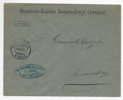 Gemeinde-Kanzlei Remetschwyl (Aargau) Amtlicher Brief