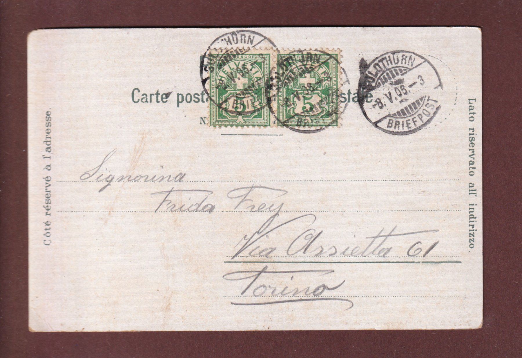 Cartoline postali: SOLOTHURN - Der Krumme Turm - 1906 – Usato da Pully venduto da nicecards 1