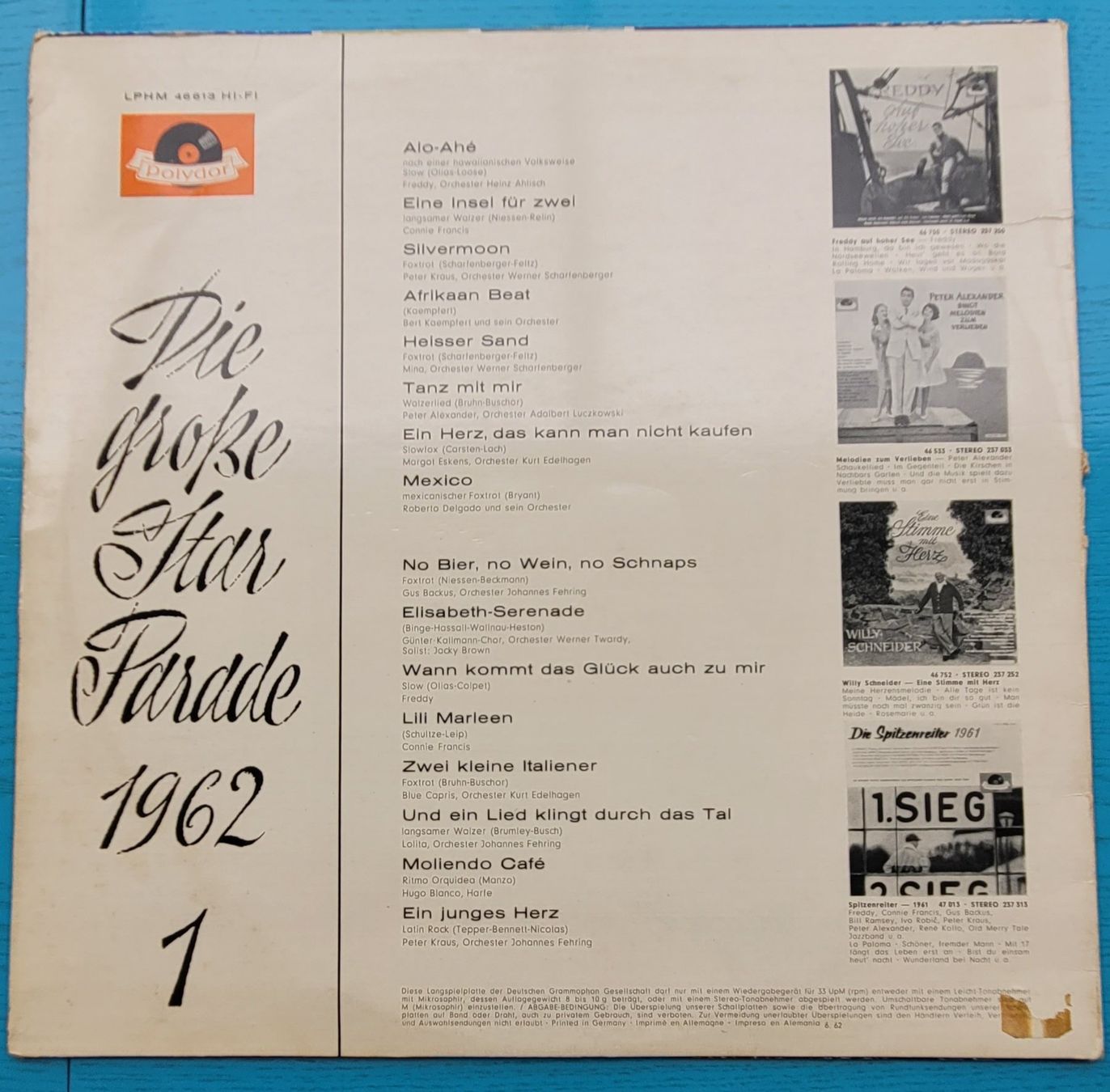 Dischi in vinile: Die grosse Starparade 1 von 1962 – Usato da SCHÜBELBACH venduto da CoKaHa 1