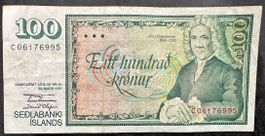 Island 100 Kronur Schein, 1961, Top Zustand, Selten