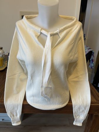 Pull Ferrante blanc cassé 46 ( mais c’est un M/L ) laine vie