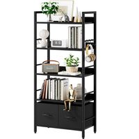 Bücherregal 5-stöckig, Bücherschrank mit 2 Stoffschubladen