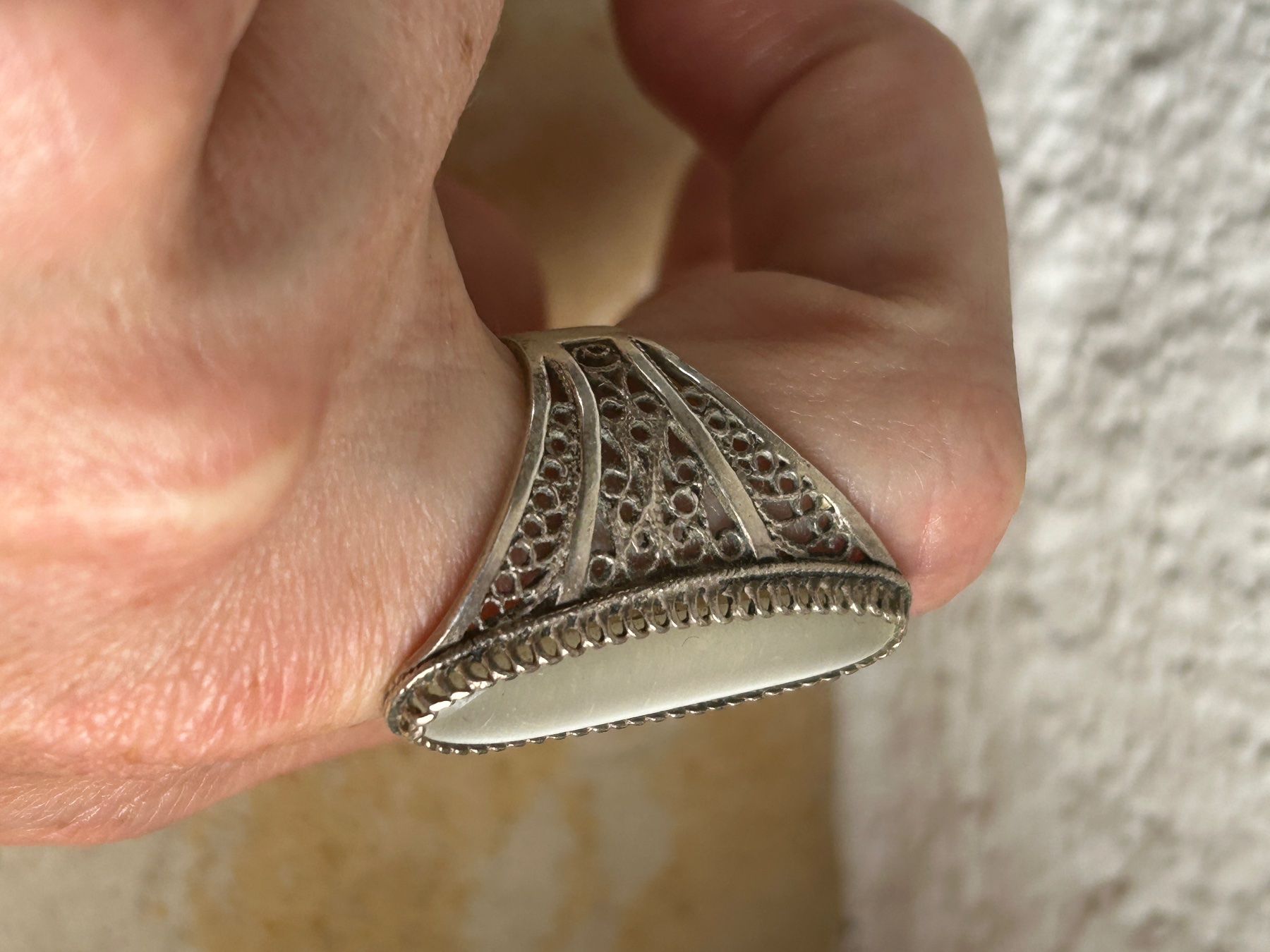 Anelli: Vintage Ring mit Mondstein, 925er Silber, filigran – Usato da Basel venduto da bellespirit 4