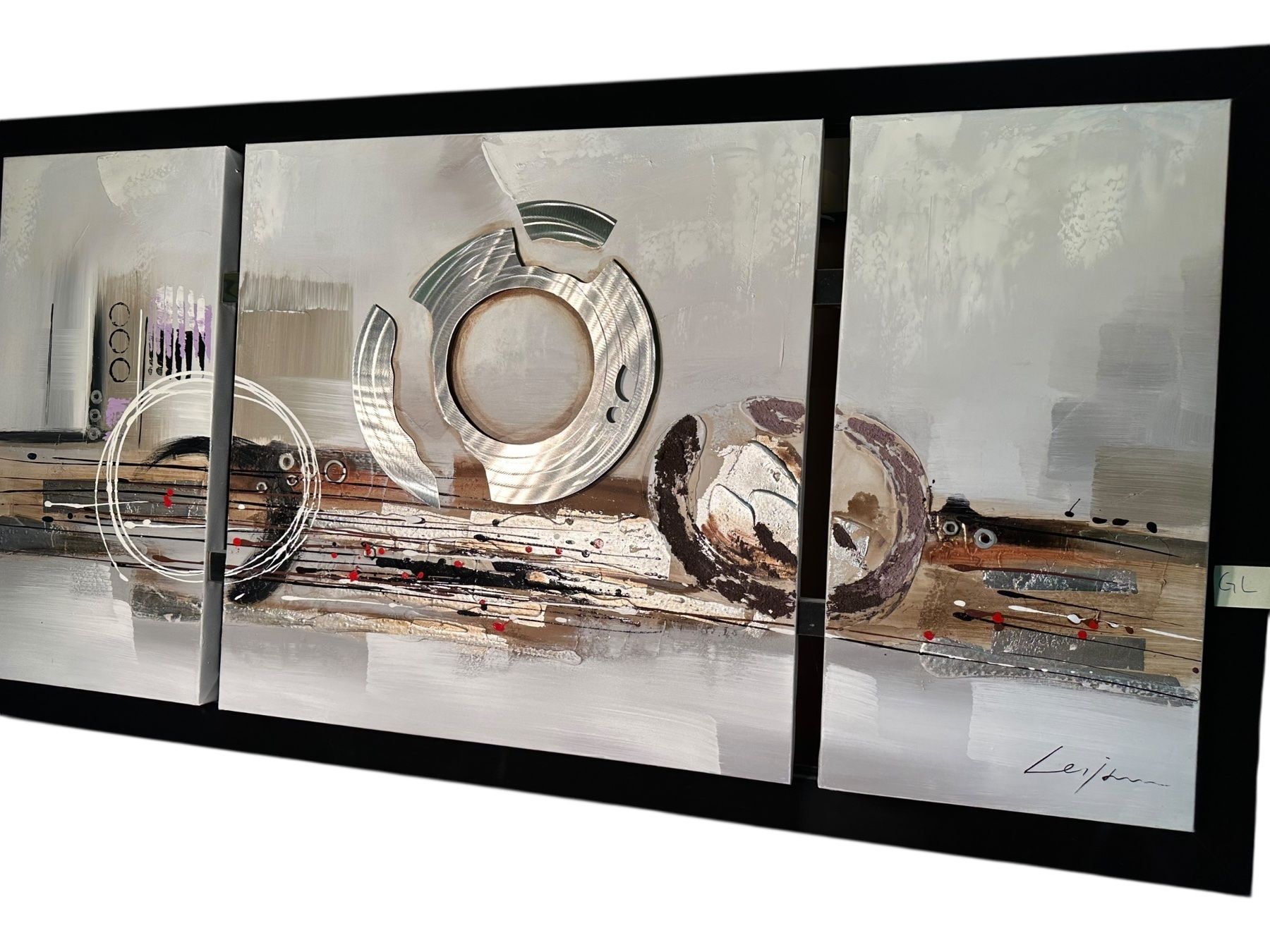 Tele & Cornici: Tableau Triptyque Abstrait Moderne Signé, Déco Design – Usato da Lausanne venduto da artnouveau04 7