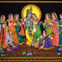 Wandbehang Radha Krishna Gopi Wandbild Indien