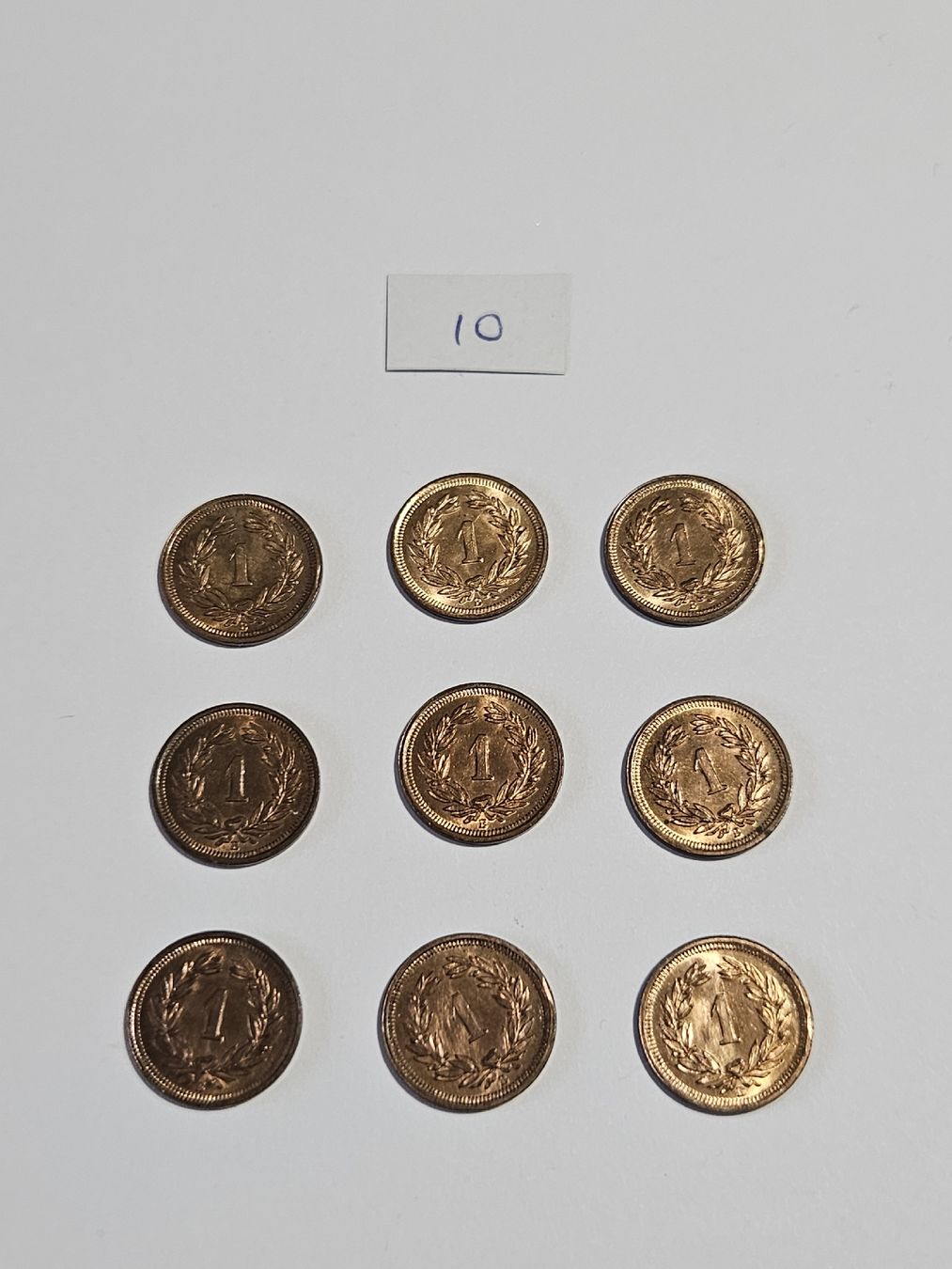 Tutti le monete: 1 Rappen 1937, 9 Stk. – Usato da Pfäffikon ZH venduto da Melibol 2
