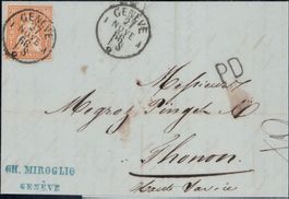 Sitzende Helvetia, RL-Brief GENEVE-THONON