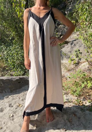 Abito lungo in contrasto bianco nero-tg M/L-nuovo