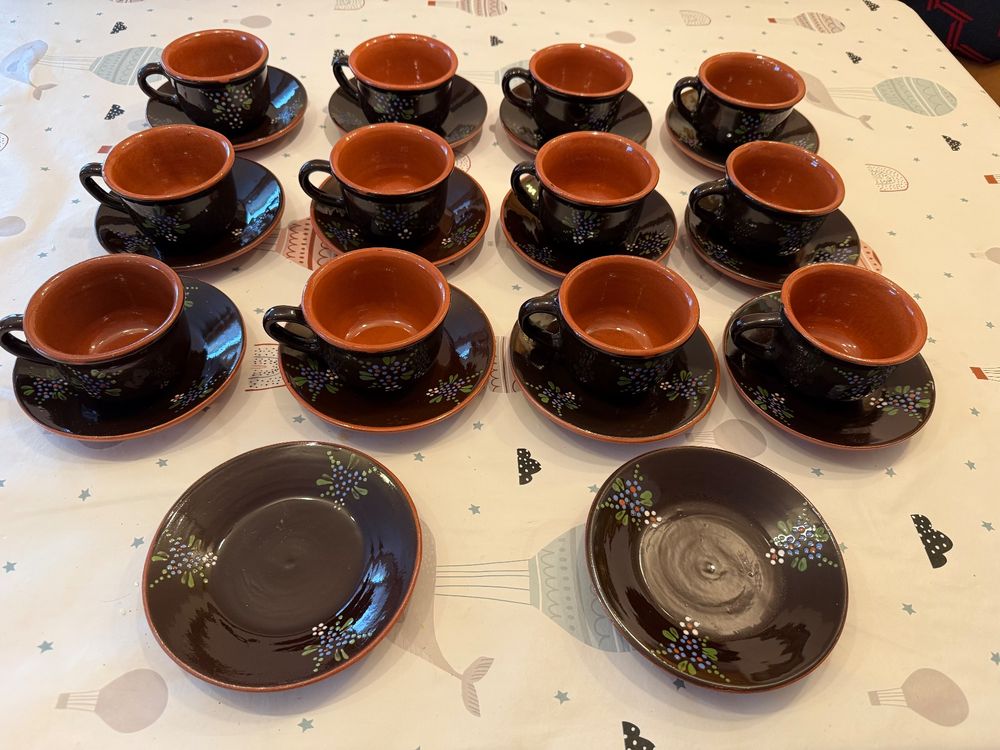Tee Service / Mokka Service Keramik Handbemalt 14tlg (Gebraucht