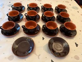 Tee-Service / Mokka-Service, Keramik, Handbemalt, 14tlg. ...