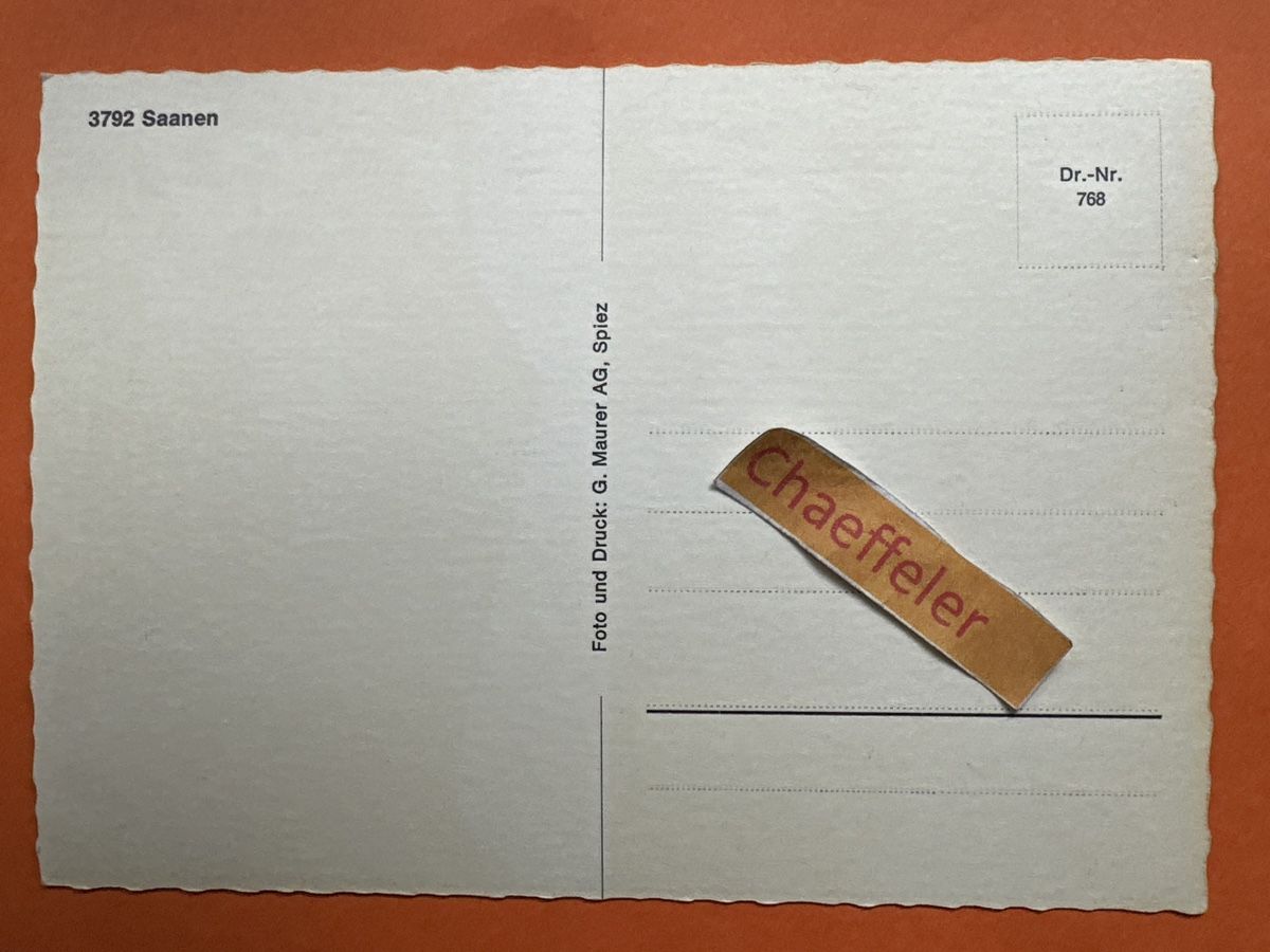 Cartoline postali: 3792 Saanen – Usato da Zürich venduto da Chaeffeler 1