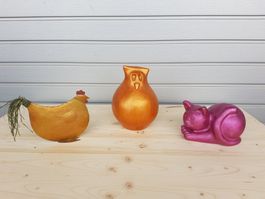 Deko Blech Huhn, Ton Katze, unikat handmade