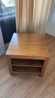 Wooden side table square with storage shelf acceptable
