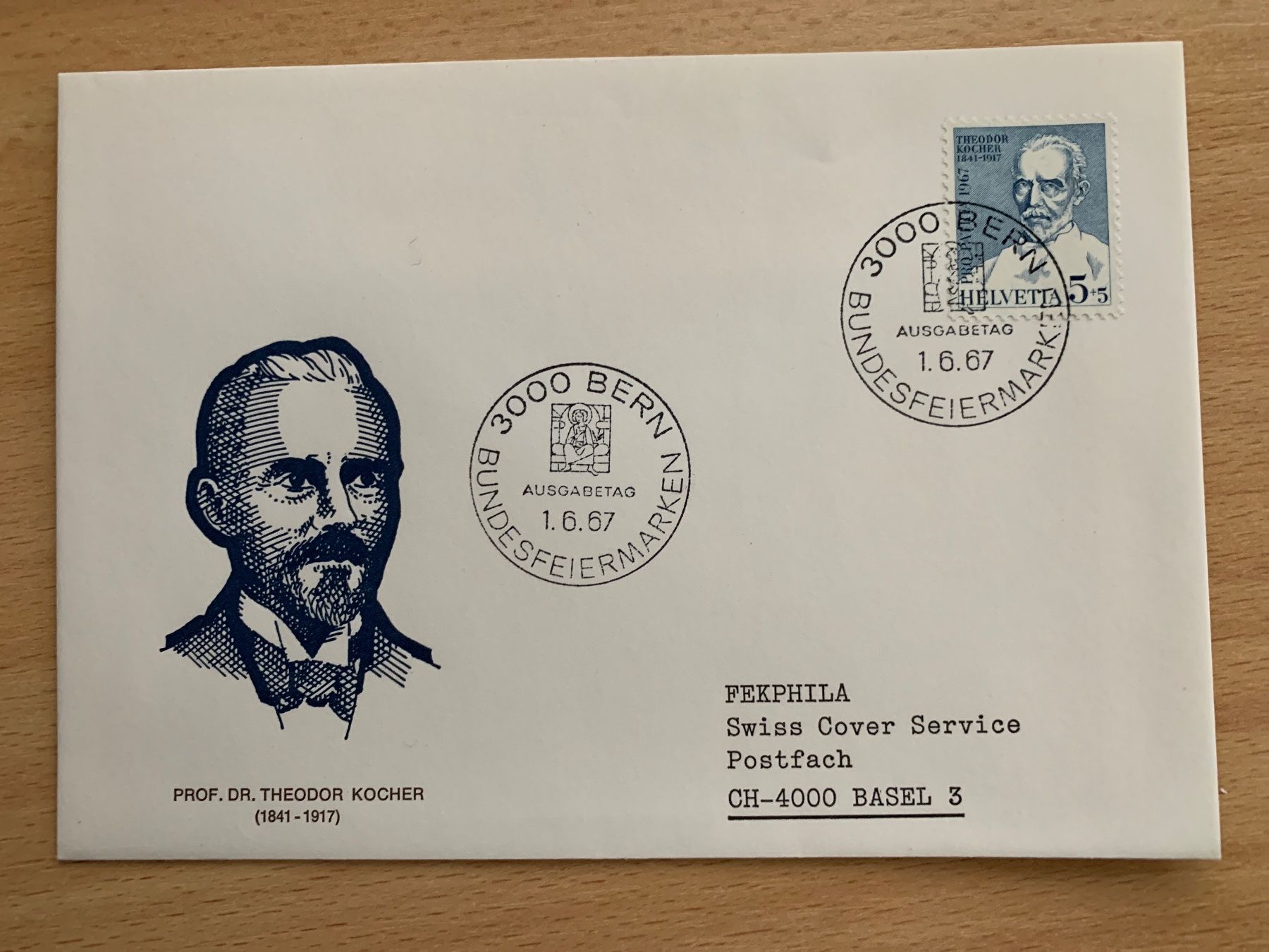 Tutti i francobolli: Theodor Kocher 1967,  Ersttagsstempel – Usato da Ibach venduto da lisch3