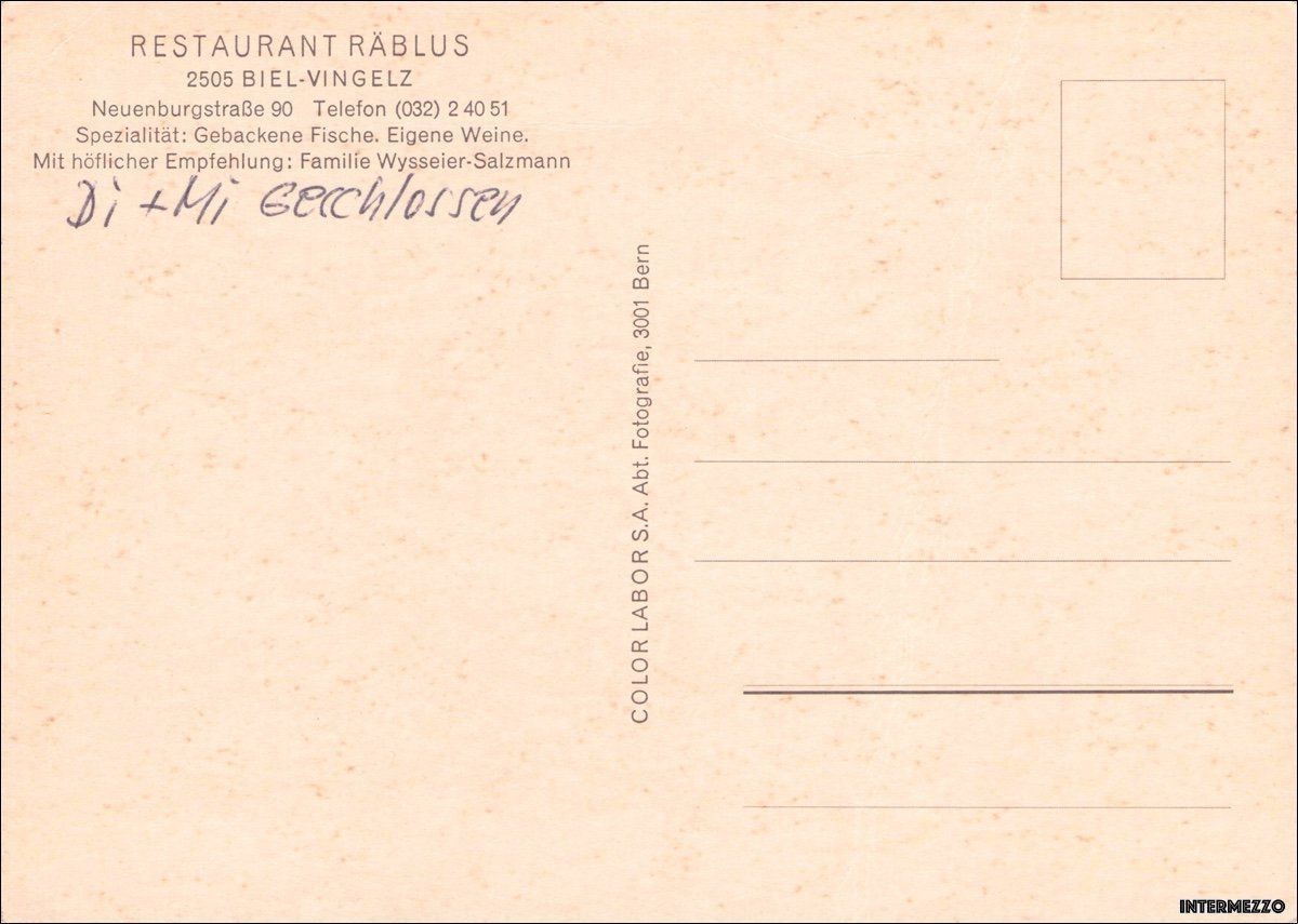 Cartoline postali: Biel Vingelz BE // Restaurant Räblus Oldtimer alte Autos – Usato da Basel venduto da intermezzo12 1
