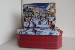 2 Stück Guetzli-Blechdosen "Weihnacht", 29cm und 23cm - NEU