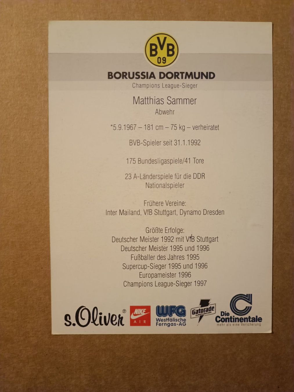 Autogramme: Matthias Sammer - BVB 97/98- Champions Edition – Gebraucht aus Menziken von Artographs 1