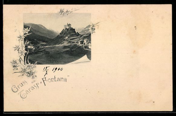 Cartes postales: Tarasp-Fontana, Schloss und Ortsansicht – D'occasion à Berlin par bartko-reher