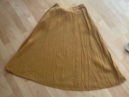 Leinenjupe von Linen ID, Gr. 40, warmes Saffran-orange