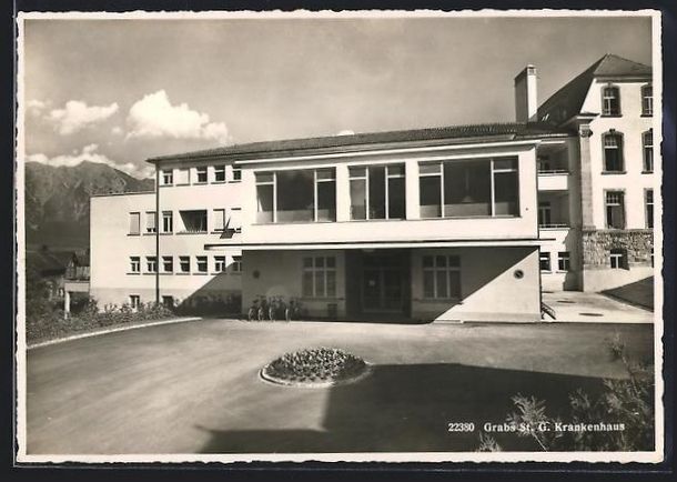 Cartoline postali: Grabs /St. Ga., Krankenhaus mit Strassen – Usato da Berlin venduto da bartko-reher