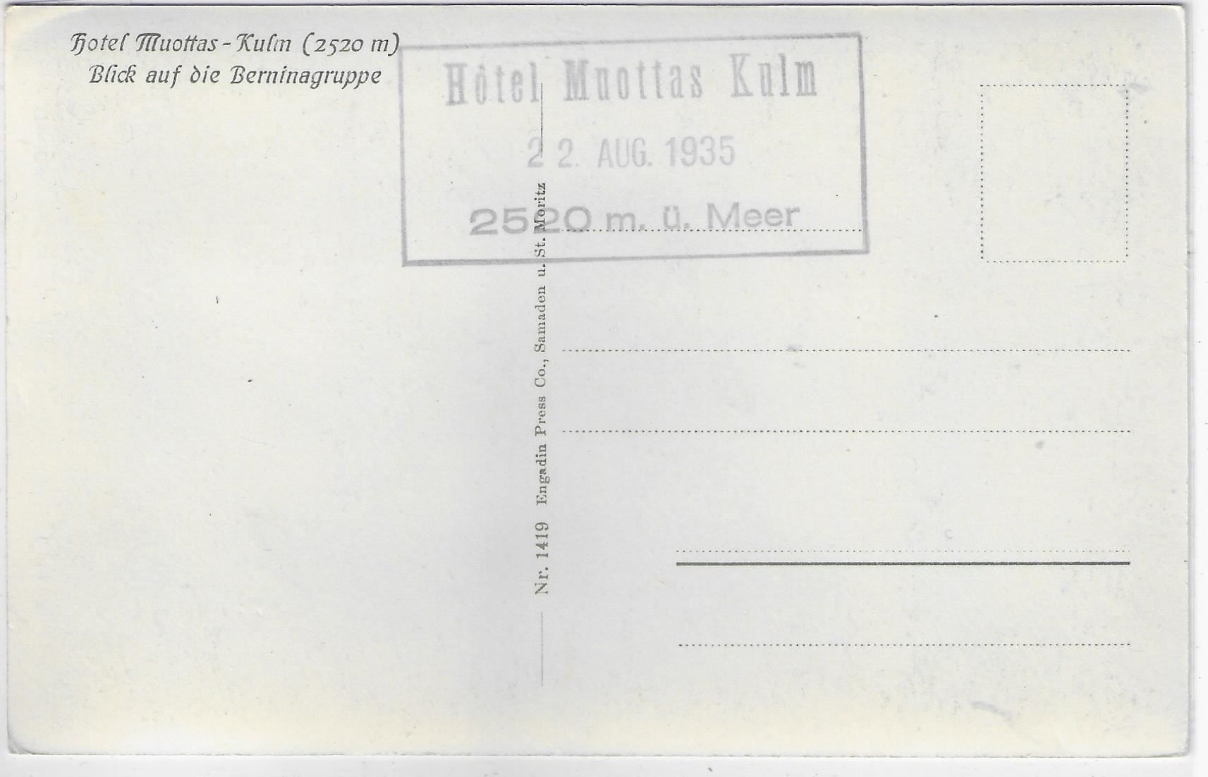 Cartoline postali: Hotel Muottas-Kulm – Usato da Ettingen venduto da Kartenplanet 1