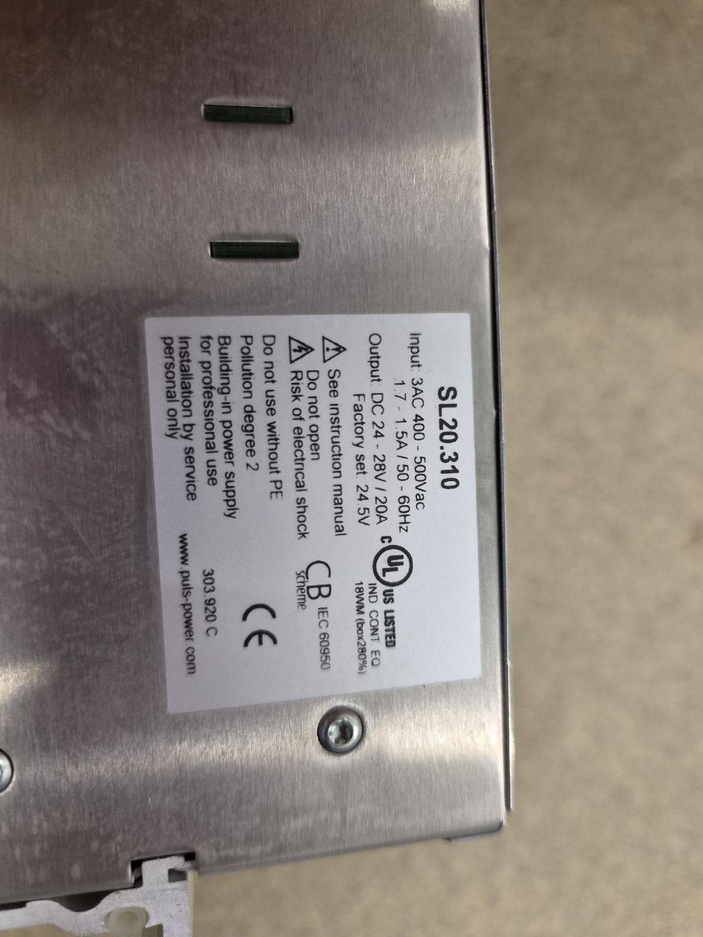 Componenti elettronici: PULS SL20 Stromversorgung, 24V/20A -  – Usato da Vitznau venduto da Vitznau84 2