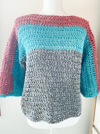 Gehäkelte oversize Pullover Pulli melange mix