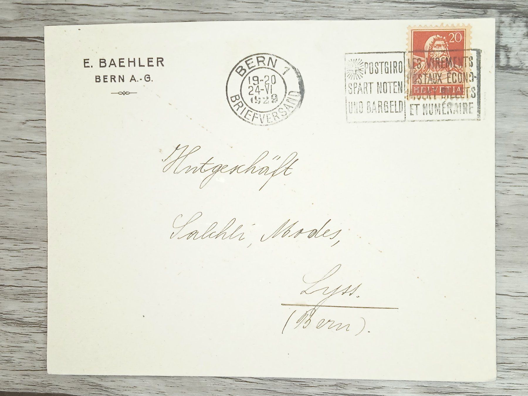 Tutti i francobolli: TR20 Enveloppe + Timbre Suisse 1929 – Usato da Cousset venduto da Patrick_Collections