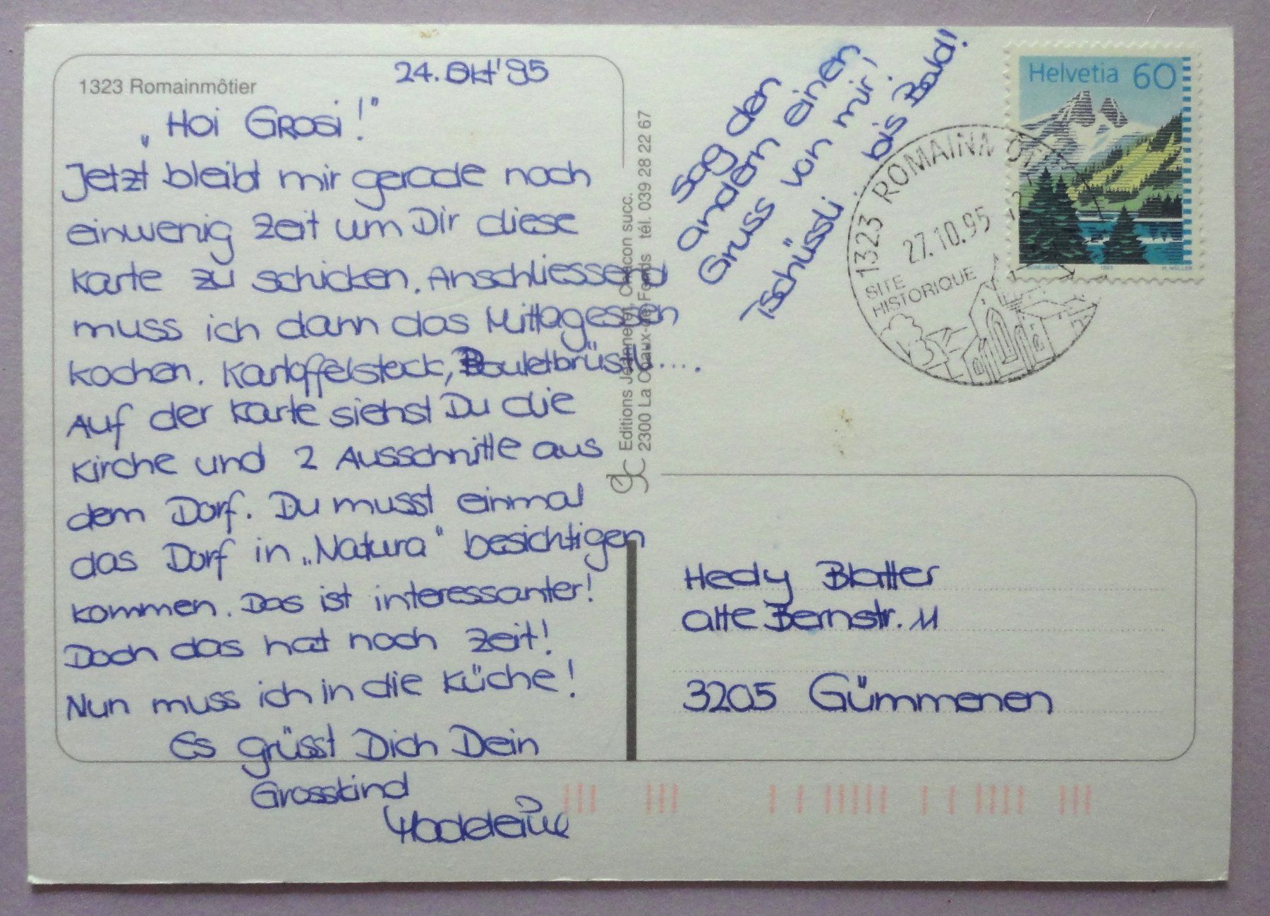 Ansichtskarten: Romainmôtier – Gebraucht aus Fétigny von Billy2miny 1