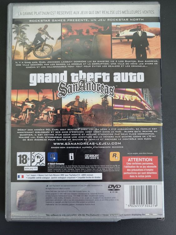 Notice / Guide Commercial PlayStation 2 GTA San Andreas - Version PAL - Très Bon état