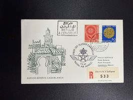 Air Maroc Erstflugbrief Zürich - Casablanca 1964