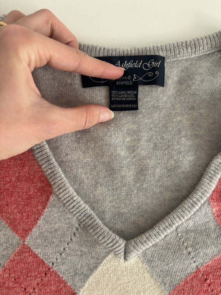 Maglioni & Felpe: Pullover John Ashfield, Rautenmuster V-Ausschnitt, Grösse S – Usato da Luzern venduto da biba3001 3