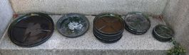Vintage: Grüne Blumenteller Glasuntersetzer Glashütte Bülach