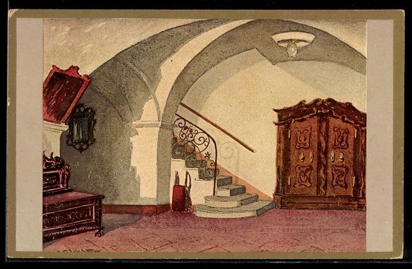 Cartoline postali: St. Moritz, Hotel Engadiner Kulm, Treppe – Usato da Berlin venduto da bartko-reher