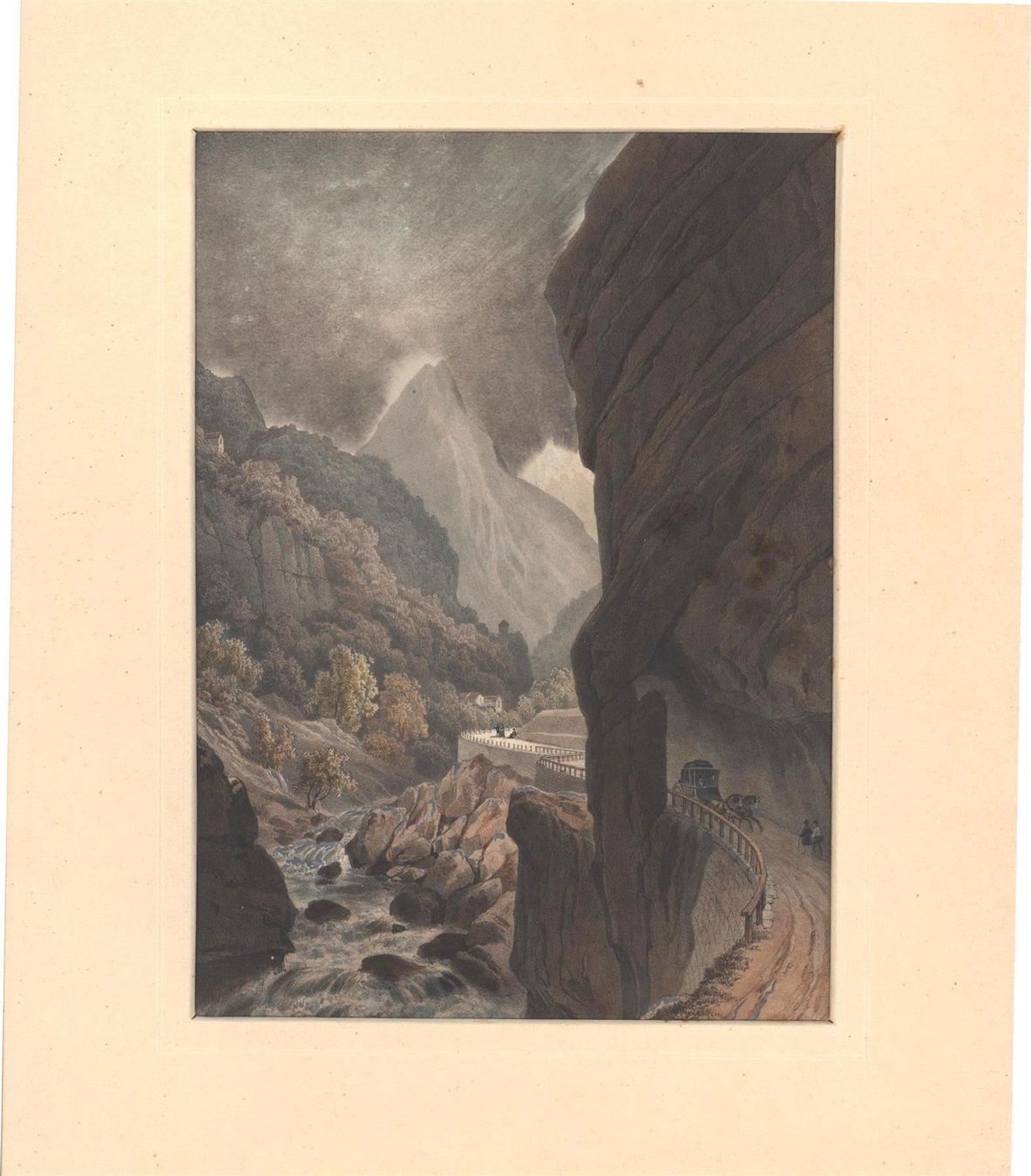Incisioni: Simplon altkolorierte Lithographie um 1845 – Usato da Rafz venduto da Helvet32 1
