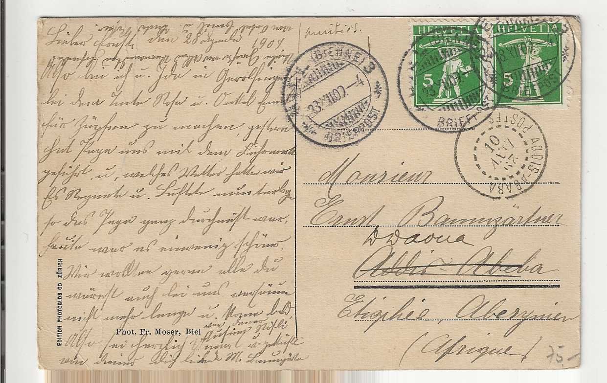 Ansichtskarten: Gerolfingen, 1909 – Gebraucht aus Spiez von Niesen20 1
