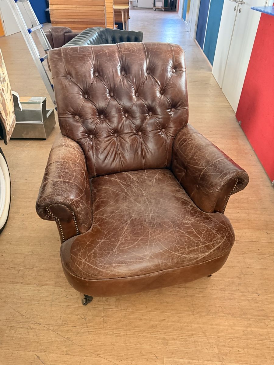 Chesterfield Poltrone: Chesterfield Sessel echt Leder braun – Usato da Zürich venduto da Moreandmore 1
