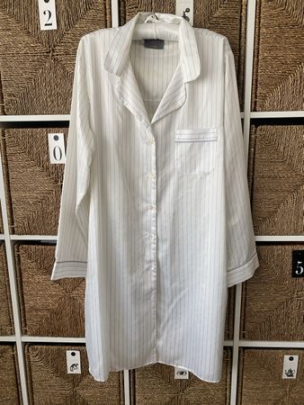 Francis Brennan Nightdress - White, Striped - Size Large.