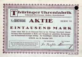 Thüringer Uhrenfabrik E. Herrmann AG, Berlin - 1923