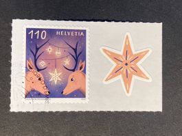 Schweiz 2022 Weihnachtsbriefmarke 1.10 auf Trägerfolie 1.Tag