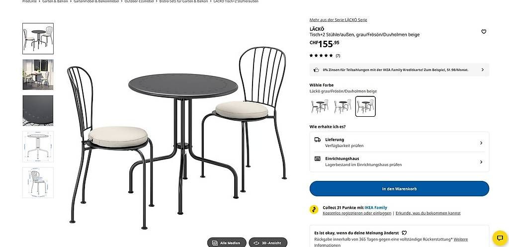 Ikea Set di tavolo e panche: Balkonmöbel Set / IKEA LÄCKÖ – Usato da Birsfelden venduto da Meidam 3