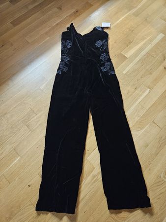 Sandro Samt Jumpsuit, schwarz, Gr. 36 Neu mit Etikett