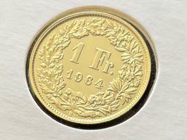 Schweiz 1 Silber-Franken 1964 B unz vergoldet Helvetia