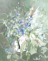 Roger Tissot - Grand tableau "Fleurs des champs" (1975)