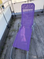 Liegestuhl violett Metall Gestell klappbar guter Zustand