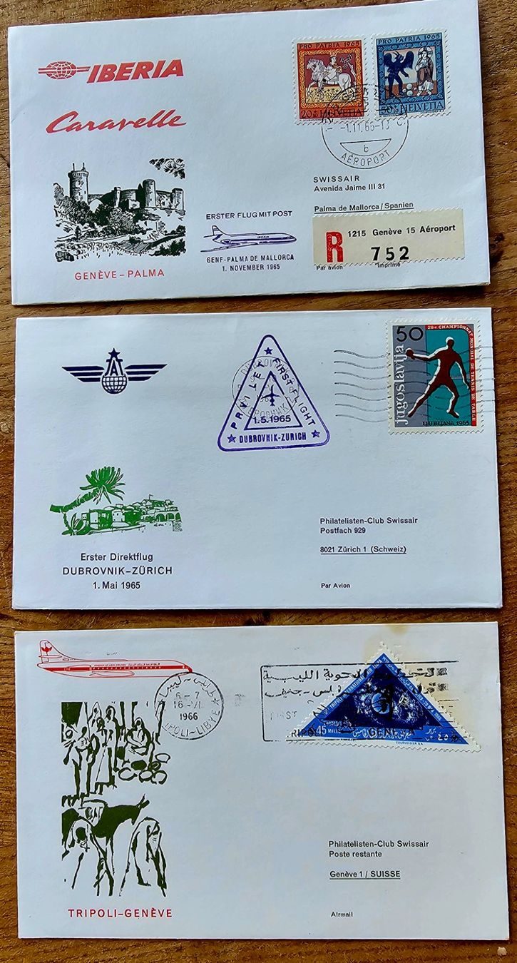 Alle Briefmarken: 3 verschiedene  Erstflug Briefe – Gebraucht aus Les Valettes von Nuba1