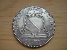 (B2)  Zürich 20 Batzen1813  VZ-UNZ