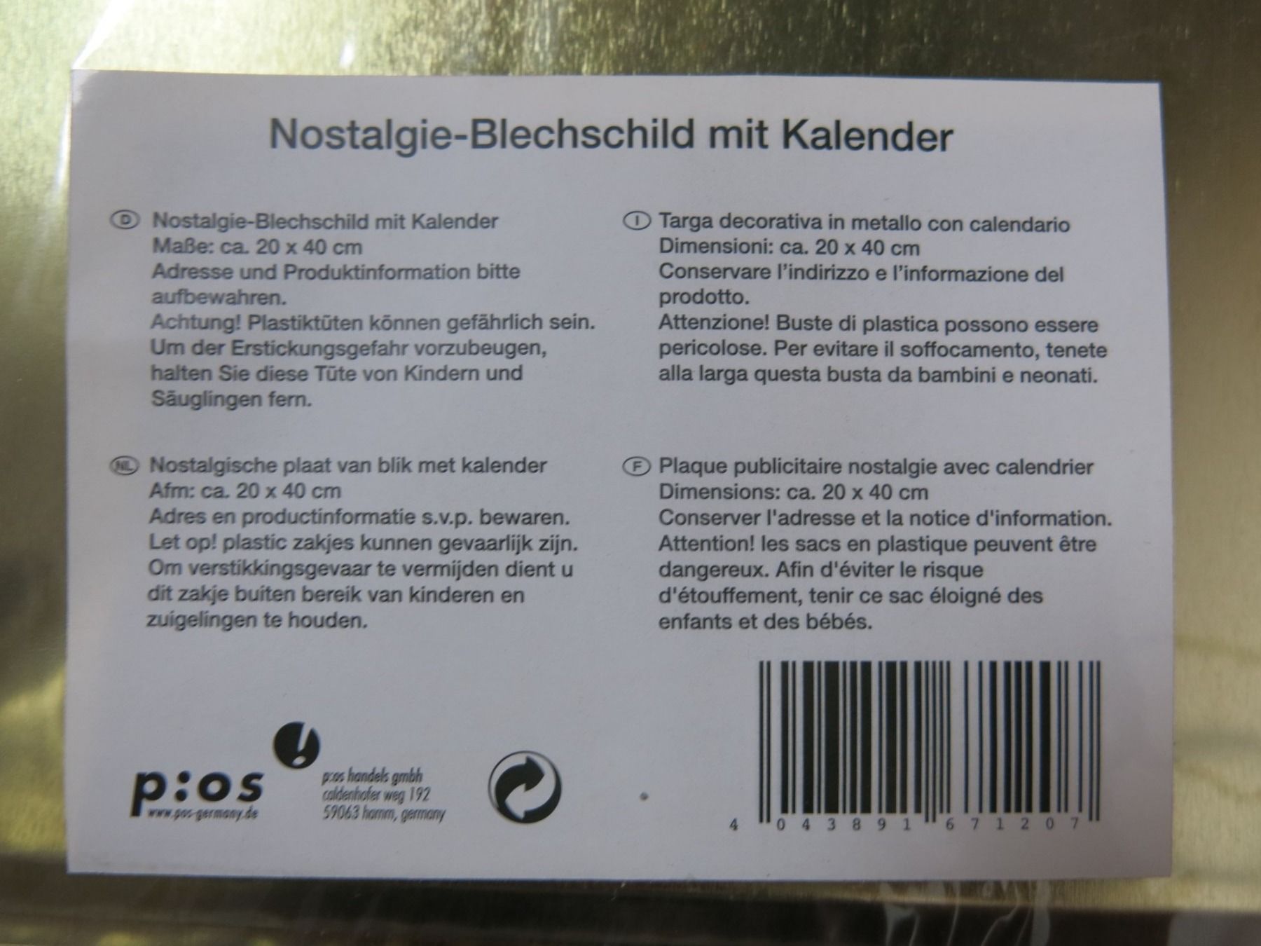 Coca-Cola Schilder: Blechschild Coca Cola mit ewigem Kalender, ca. 20 x 40 cm – Neu und originalverpackt aus Sissach von kaupa 1