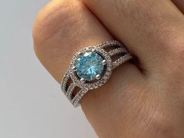 Silber 925 Wunderschöne Funklende Topas Solitär Ring