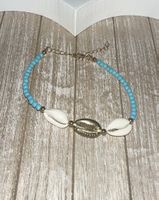 Fusskette himmelblau mit Muscheln